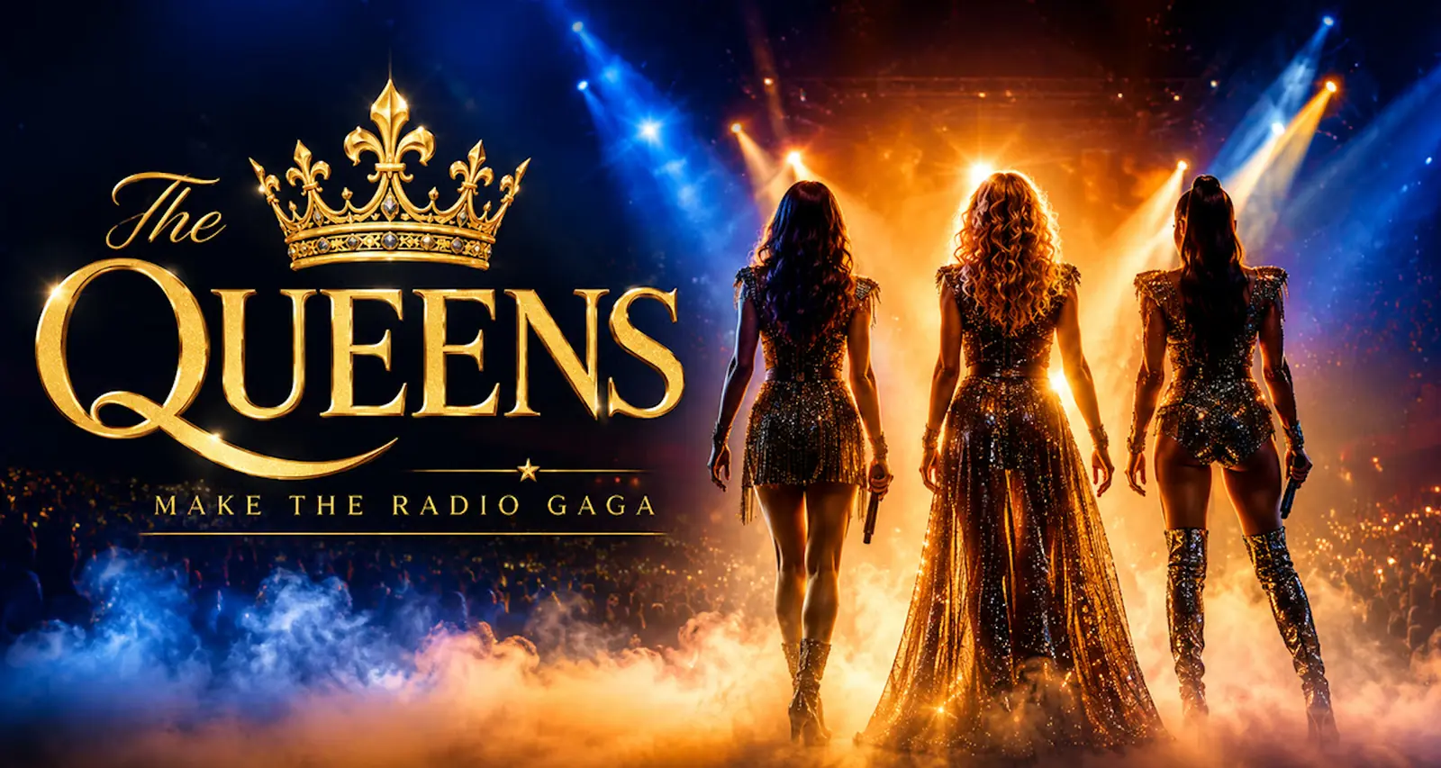 The Queens – drei Sängerinnen im blauen und goldenen Bühnenlicht